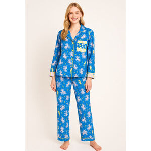 UGG Blue Floral Seahorse Pajama Set Women's Size Small